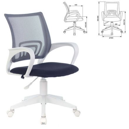 Кресло BRABIX "Fly MG-396W", с подлокотниками, пластик белый, сетка, темно-серое, 532400, MG-396W_532400 Кресло BRABIX "Fly MG-396W", с подлокотниками, пластик белый, сетка, темно-серое, 532400, MG-396W_532400