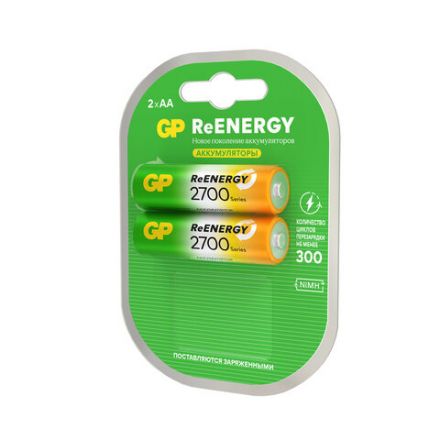 Батарейки аккумуляторные GP ReEnergy Ni-Mh пальчиковые КОМПЛЕКТ 2 шт., АА (HR6), 2600 mAh, 270AAHCRGY, 270AAHCRGY-2CR Батарейки аккумуляторные GP ReEnergy Ni-Mh пальчиковые КОМПЛЕКТ 2 шт., АА (HR6), 2600 mAh, 270AAHCRGY, 270AAHCRGY-2CR