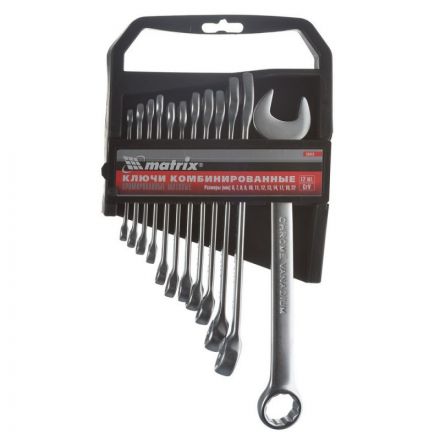 Набор ключей комбинированных 12 шт (6-22 мм) CrV MATRIX 15412 Набор ключей комбинированных 12 шт (6-22 мм) CrV MATRIX 15412
