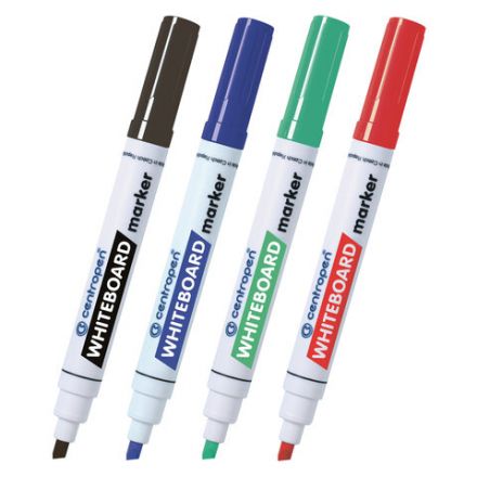 Маркеры стираемые для белой доски НАБОР 4 шт., 4 ЦВЕТА, CENTROPEN "Dry-Wipe", 8569/4, 1-4,5 мм, 585690401