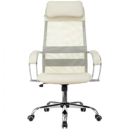 Кресло VB_EChair-655 SL TPU_BG сетка/экокожа бежевый хром