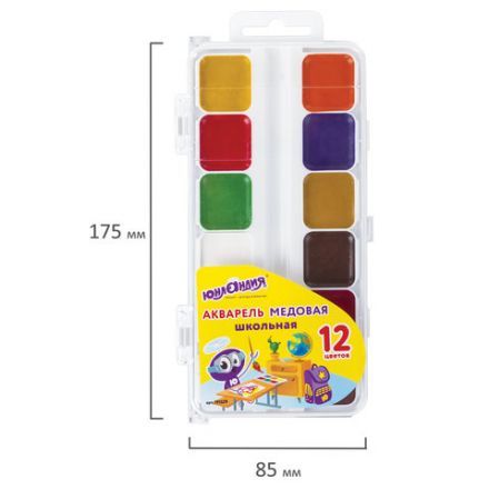 Краски акварельные ЮНЛАНДИЯ "ШКОЛЬНЫЕ", медовые, 12 цветов, КЛАССИЧЕСКИЕ, пластик, 191529 Краски акварельные ЮНЛАНДИЯ "ШКОЛЬНЫЕ", медовые, 12 цветов, КЛАССИЧЕСКИЕ, пластик, 191529