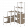 Loft Угловой внутренний стеллаж наборный VR.L-40 Тиквуд тёмный/Белый металл 1278*1278*1869