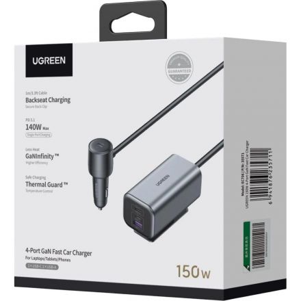 Зарядное устройство Ugreen EC706 (35571)авто;150W 4-PortGaN+USB-A+USB-C сер