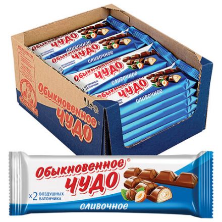 Шоколадный батончик вафельный СЛАВЯНКА "Обыкновенное чудо", сливочный, 55 г, пакет, 30661 Шоколадный батончик вафельный СЛАВЯНКА "Обыкновенное чудо", сливочный, 55 г, пакет, 30661