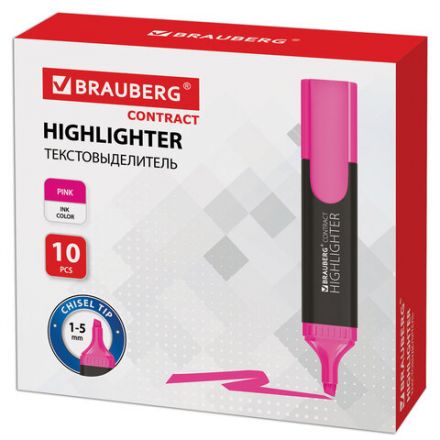 Текстовыделитель BRAUBERG "Contract", РОЗОВЫЙ, линия 1-5 мм, 150392 Текстовыделитель BRAUBERG "Contract", РОЗОВЫЙ, линия 1-5 мм, 150392