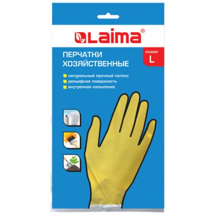 Перчатки МНОГОРАЗОВЫЕ латексные LAIMA "СТАНДАРТ", хлопчатобумажное напыление, ПЛОТНЫЕ, размер 8-9, L (большой), желтые, вес 44 г, 600270 Перчатки МНОГОРАЗОВЫЕ латексные LAIMA "СТАНДАРТ", хлопчатобумажное напыление, ПЛОТНЫЕ, размер 8-9, L (большой), желтые, вес 44 г, 600270