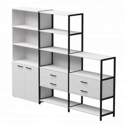 Набор стеллажных систем №12 Everprof EVO 2435x385x1840 Белый/Черный