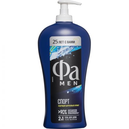 Гель для душа Fa мужской Спорт 2-в-1, бодрый цитрусовый аромат, 750 мл Гель для душа Fa мужской Спорт 2-в-1, бодрый цитрусовый аромат, 750 мл