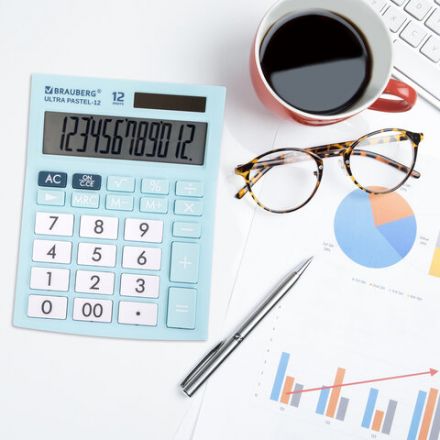 Калькулятор настольный BRAUBERG ULTRA PASTEL-12-LB (192x143 мм), 12 разрядов, двойное питание, ГОЛУБОЙ, 250502 Калькулятор настольный BRAUBERG ULTRA PASTEL-12-LB (192x143 мм), 12 разрядов, двойное питание, ГОЛУБОЙ, 250502