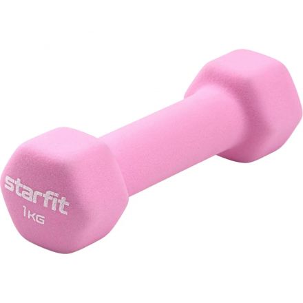 Гантель неопреновая STARFIT DB-201 1 кг, розовый пастель., ЦБ-00001426