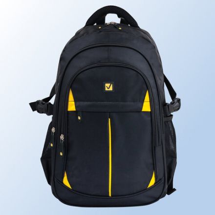 Рюкзак BRAUBERG TITANIUM универсальный, 3 отделения, черный, желтые вставки, 45х28х18 см, 224385 Рюкзак BRAUBERG TITANIUM универсальный, 3 отделения, черный, желтые вставки, 45х28х18 см, 224385