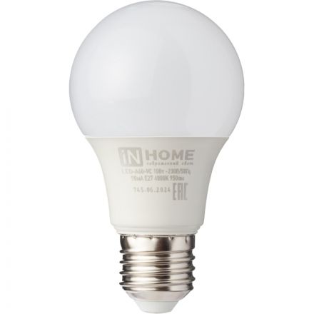 Лампа светодиодная LED-A60-VC 10Вт 230В Е27 4000К 950Лм IN HOME