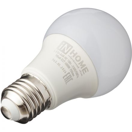 Лампа светодиодная LED-A60-VC 10Вт 230В Е27 4000К 950Лм IN HOME