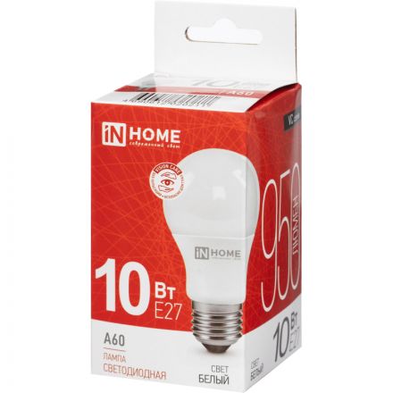 Лампа светодиодная LED-A60-VC 10Вт 230В Е27 4000К 950Лм IN HOME