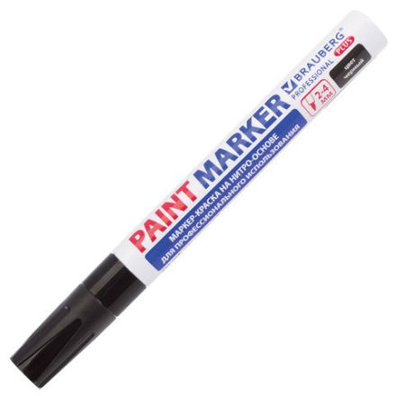 Маркер-краска лаковый (paint marker) 4 мм, ЧЕРНЫЙ, НИТРО-ОСНОВА, алюминиевый корпус, BRAUBERG PROFESSIONAL PLUS, 151445 Маркер-краска лаковый (paint marker) 4 мм, ЧЕРНЫЙ, НИТРО-ОСНОВА, алюминиевый корпус, BRAUBERG PROFESSIONAL PLUS, 151445