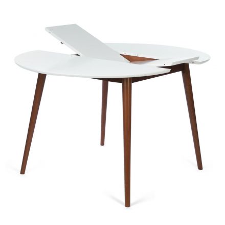 Стол круглый раскладной обеденный BOSCO (Боско) основание бук, столешница мдф, 100*75*100+30см, Белый + Коричневый Стол круглый раскладной обеденный BOSCO (Боско) основание бук, столешница мдф, 100*75*100+30см, Белый + Коричневый