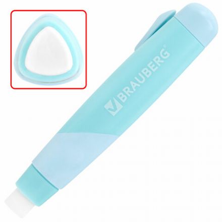 Ластики выдвижные BRAUBERG "REWIND", 2 ШТУКИ, 114х20х20 мм, белые, пастельные цвета корпуса, блистер, 272687