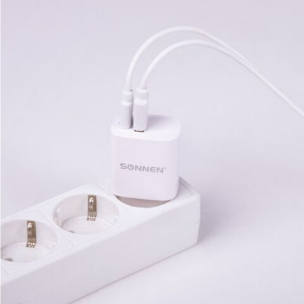 Зарядное устройство быстрое сетевое (220 В) SONNEN, USB QC 3.0 + Type-C PD 20 Вт, 3 А, белое, 455505 Зарядное устройство быстрое сетевое (220 В) SONNEN, USB QC 3.0 + Type-C PD 20 Вт, 3 А, белое, 455505