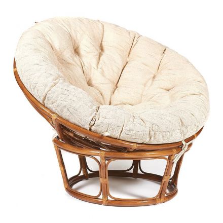 Кресло Папасан/Papasan (23/01 W) /с подушкой и ремешками/ диаметр подушки 129см, 115х101х104см, пекан орех, ткань старт