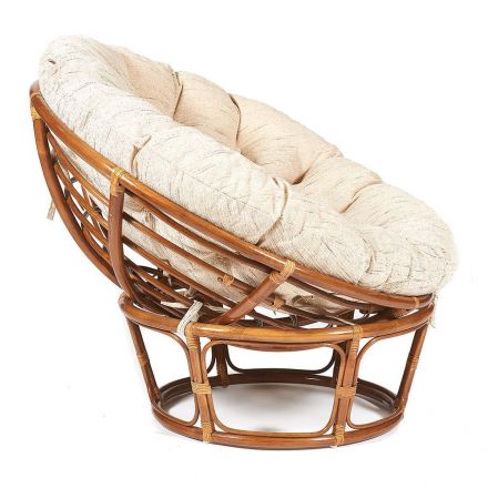 Кресло Папасан/Papasan (23/01 W) /с подушкой и ремешками/ диаметр подушки 129см, 115х101х104см, пекан орех, ткань старт