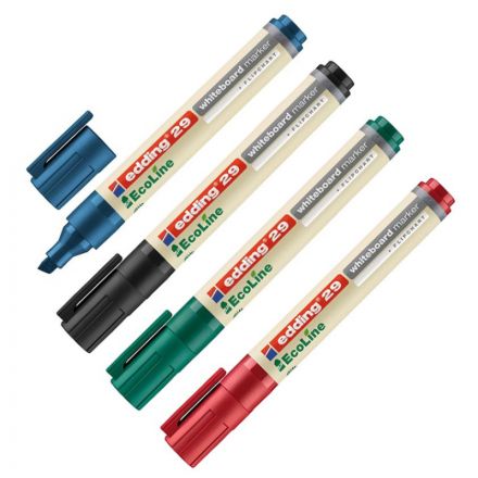 Набор маркеров для белых досок EDDING 29 Eco, 1-5мм,скош.нак,4 цв.карт. кор Набор маркеров для белых досок EDDING 29 Eco, 1-5мм,скош.нак,4 цв.карт. кор