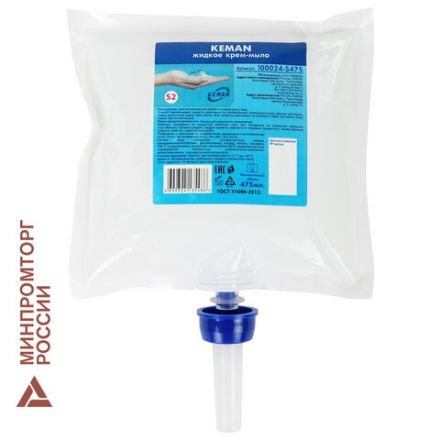 Картридж с жидким крем-мылом (Система S2) "Перламутровое", белое, 0,475 л, KEMAN, 100024-S475 Картридж с жидким крем-мылом (Система S2) "Перламутровое", белое, 0,475 л, KEMAN, 100024-S475