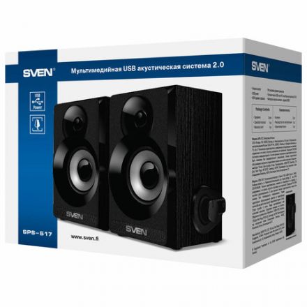 Колонки компьютерные SVEN SPS-517, 2.0, 6 Вт, питание USB, черные, SV-016180 Колонки компьютерные SVEN SPS-517, 2.0, 6 Вт, питание USB, черные, SV-016180