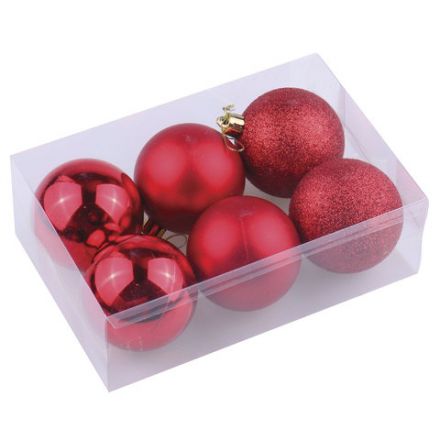 Шары ёлочные 6 шт., 6 см, "Trio", пластик, КРАСНЫЕ (глянец, матовый, глиттер), ЗОЛОТАЯ СКАЗКА, 590865 Шары ёлочные 6 шт., 6 см, "Trio", пластик, КРАСНЫЕ (глянец, матовый, глиттер), ЗОЛОТАЯ СКАЗКА, 590865