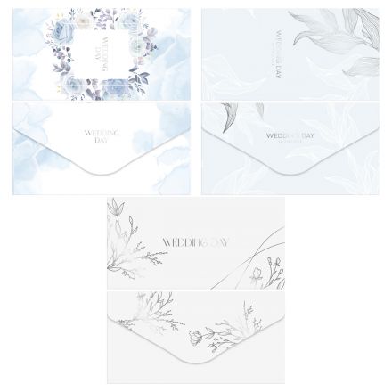 Конверт для денег MESHU "Wedding" 85*164мм, матовая ламинация, фольга, 3 дизайна Конверт для денег MESHU "Wedding" 85*164мм, матовая ламинация, фольга, 3 дизайна