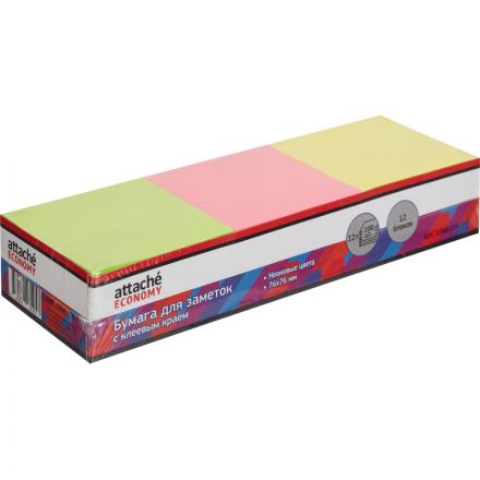 Стикеры Attache Economy с клеев.краем 76x76 мм, 100л в блоке, неон 12 бл Стикеры Attache Economy с клеев.краем 76x76 мм, 100л в блоке, неон 12 бл