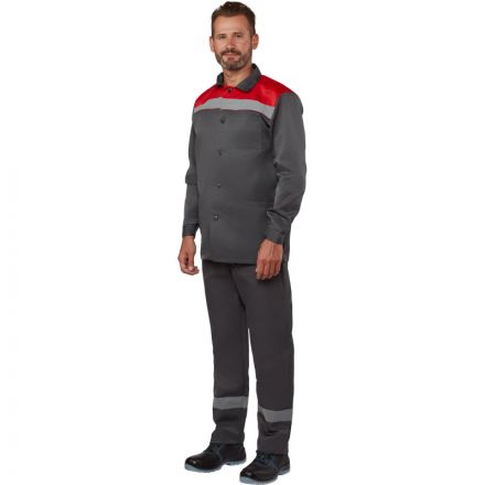 Костюм рабочий летний муж. л16-КБР с СОП сер/крас (р.48-50) 170-176 Костюм рабочий летний муж. л16-КБР с СОП сер/крас (р.48-50) 170-176