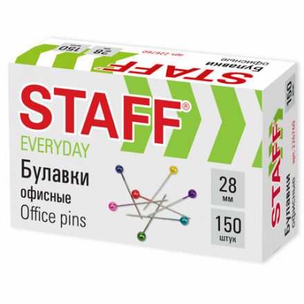 Булавки универсальные STAFF "EVERYDAY", 28 мм, 150 штук, в картонной коробке, 226760 Булавки универсальные STAFF "EVERYDAY", 28 мм, 150 штук, в картонной коробке, 226760