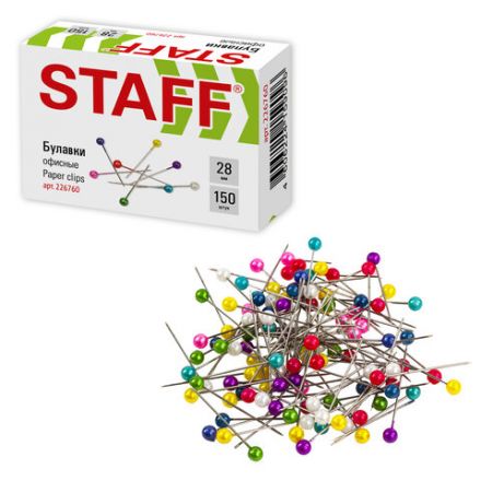 Булавки универсальные STAFF "EVERYDAY", 28 мм, 150 штук, в картонной коробке, 226760 Булавки универсальные STAFF "EVERYDAY", 28 мм, 150 штук, в картонной коробке, 226760