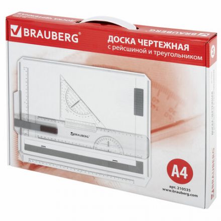 Доска чертежная А4, 370х295 мм, с рейсшиной и треугольником, BRAUBERG, 210535 Доска чертежная А4, 370х295 мм, с рейсшиной и треугольником, BRAUBERG, 210535
