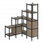 Loft Угловой внутренний стеллаж наборный VR.L-40 Тиквуд тёмный/Чёрный металл 1278*1278*1869