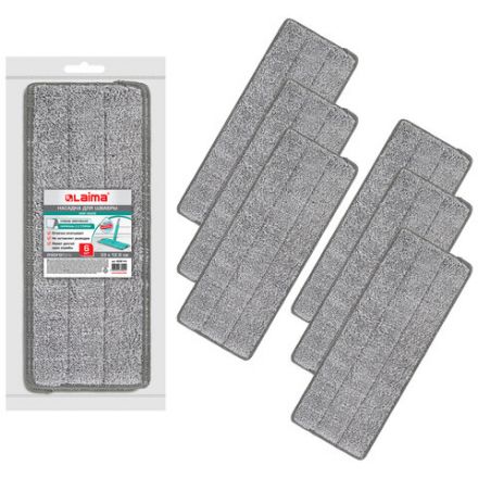 Насадки МОП для швабры (кармашки c 2-х сторон) КОМПЛЕКТ 6 шт., микрофибра, 33х12,5см, LAIMA, 608144 Насадки МОП для швабры (кармашки c 2-х сторон) КОМПЛЕКТ 6 шт., микрофибра, 33х12,5см, LAIMA, 608144