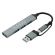USB-хаб KG-088C, Type-C 3.2 + адаптер USB-A 3.2, высокоскоростной, 4в1, 1хUSB-A 3.2, 3xUSB-A 2.0, 60 мм, серый, KAIGO, 355065