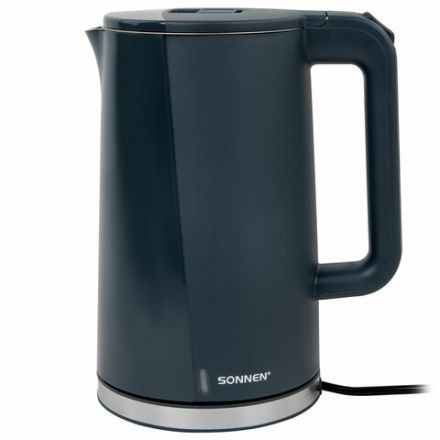 Чайник электрический с двойными стенками SONNEN KT-8718B, 1,7 л, 2200 Вт, графитовый, 454686 Чайник электрический с двойными стенками SONNEN KT-8718B, 1,7 л, 2200 Вт, графитовый, 454686