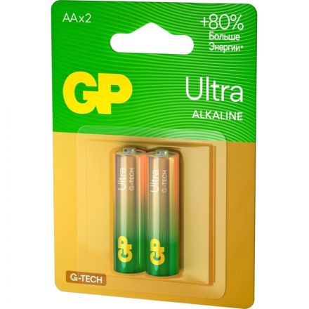 Батарейки GP Ultra пальчиковые АА LR6 (2 штуки в упаковке)