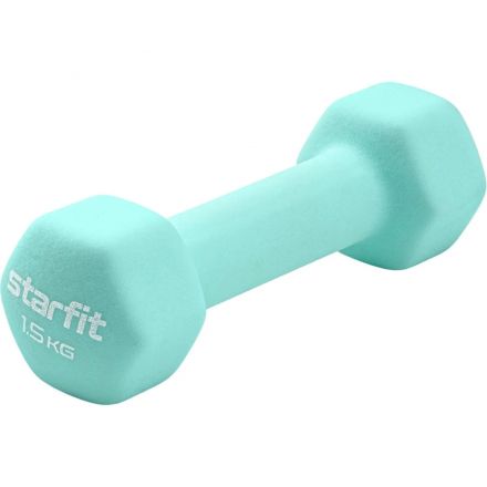Гантель неопреновая STARFIT DB-201 1,5 кг, мятный., ЦБ-00001427