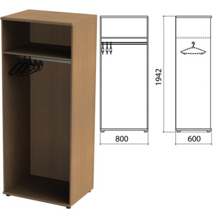Шкаф (каркас) для одежды "Эко/Этюд", 768х580х1997 мм, орех, 908843-190
