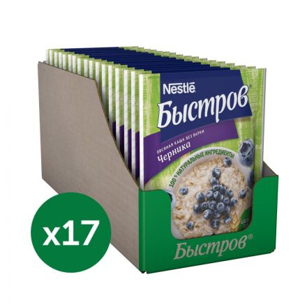 Каша Nestle Быстров овсяная с черникой 17 штук по 40 г
