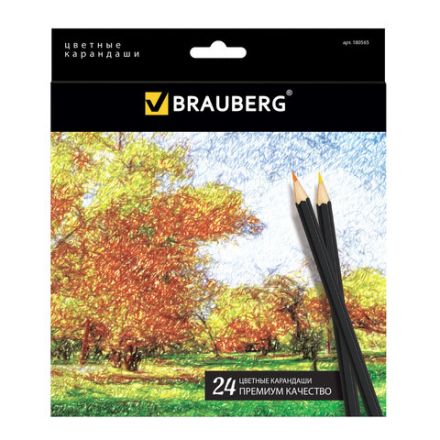 Карандаши цветные BRAUBERG "Artist line", 24 цвета, черный корпус, шестигранные, грифель 3 мм, натуральное дерево, 180565 Карандаши цветные BRAUBERG "Artist line", 24 цвета, черный корпус, шестигранные, грифель 3 мм, натуральное дерево, 180565