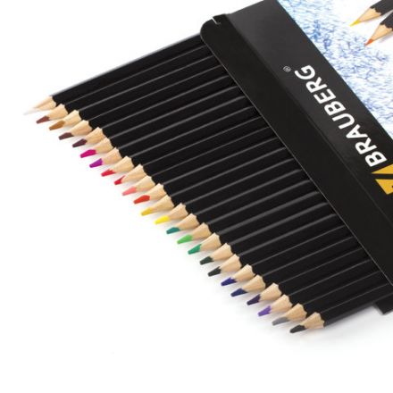 Карандаши цветные BRAUBERG "Artist line", 24 цвета, черный корпус, шестигранные, грифель 3 мм, натуральное дерево, 180565 Карандаши цветные BRAUBERG "Artist line", 24 цвета, черный корпус, шестигранные, грифель 3 мм, натуральное дерево, 180565