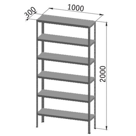 Стеллаж металлический "УНИВЕРСАЛ", 2000х1000х300 мм, УСИЛЕННЫЕ СТОЙКИ, 6 полок, регулируемые опоры, 290144 Стеллаж металлический "УНИВЕРСАЛ", 2000х1000х300 мм, УСИЛЕННЫЕ СТОЙКИ, 6 полок, регулируемые опоры, 290144
