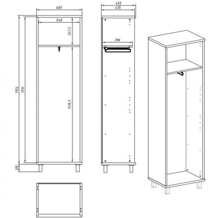 Гардероб SL_Born узкий В-703.1 R/L венге(В 703-881 (6))