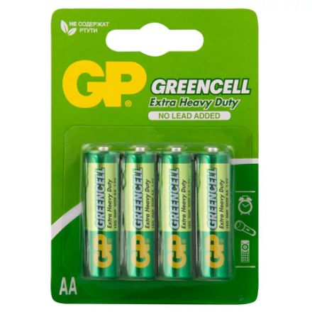 Батарейки КОМПЛЕКТ 4 шт., GP GreenCell AA (R6, 15G), солевые, пальчиковые, блистер, 15G-2CR4 Батарейки КОМПЛЕКТ 4 шт., GP GreenCell AA (R6, 15G), солевые, пальчиковые, блистер, 15G-2CR4