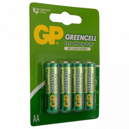Батарейки КОМПЛЕКТ 4 шт., GP GreenCell AA (R6, 15G), солевые, пальчиковые, блистер, 15G-2CR4 Батарейки КОМПЛЕКТ 4 шт., GP GreenCell AA (R6, 15G), солевые, пальчиковые, блистер, 15G-2CR4