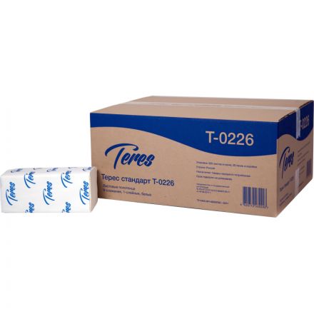 Полотенца бумажные листовые Терес Стандарт V-сложения 1-слойные 20 пачек по 200 листов (артикул производителя Т-0226)